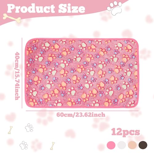 12 Pack Small Fleece Dog Blankets – Washable Pet Throws for Cats, Guinea Pigs & Kittens (23x16 Inches, 4 Colors)