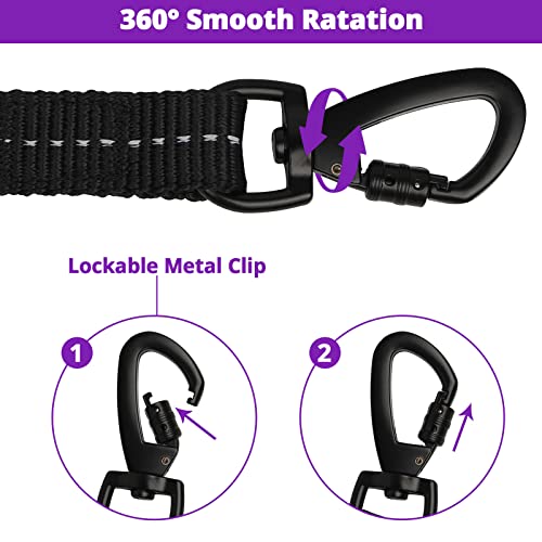 15 FT Long Dog Leash by jenico - Heavy Duty with Bungee, Swivel Hook, Reflective Stitching, Padded Handle for Training and Walks