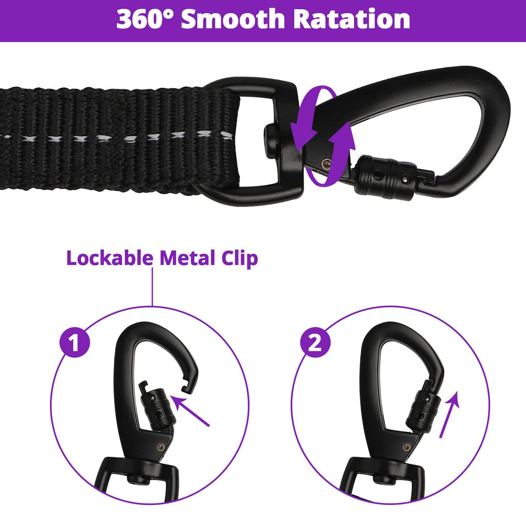 15 FT Long Dog Leash by jenico - Heavy Duty with Bungee, Swivel Hook, Reflective Stitching, Padded Handle for Training and Walks