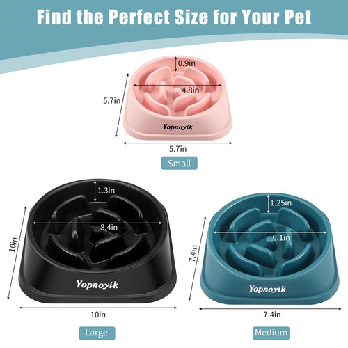 2-Pack Slow Feeder Dog Bowls for Large Breeds – Non-Slip Maze Design Reduces Bloating & Overeating – Easy Clean Plastic – Black & Navy Blue