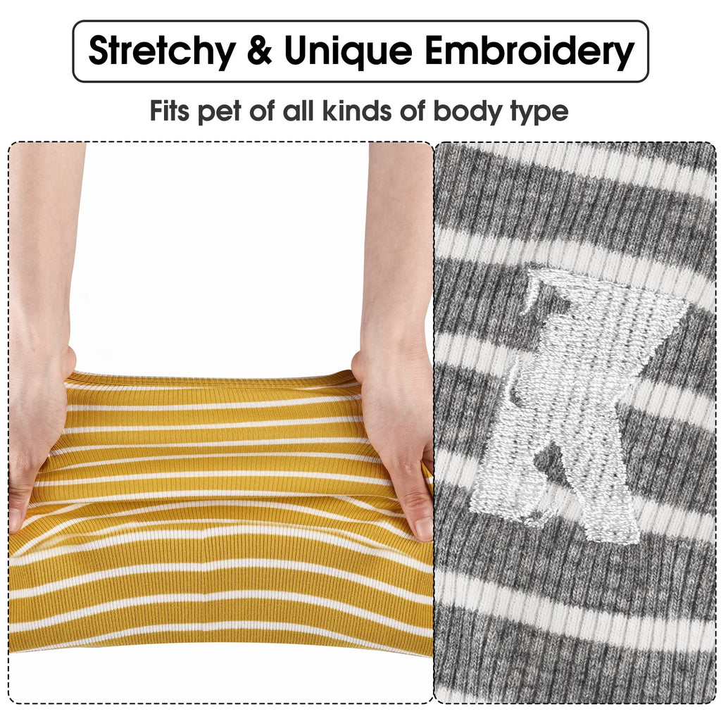 2-Pack Stretchy Combed Cotton Dog Shirt Vests - Yellow & Light Grey (XL) | Koneseve