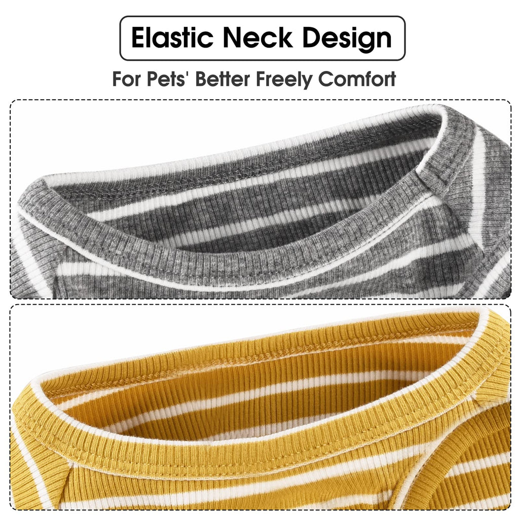 2-Pack Stretchy Combed Cotton Dog Shirt Vests - Yellow & Light Grey (XL) | Koneseve