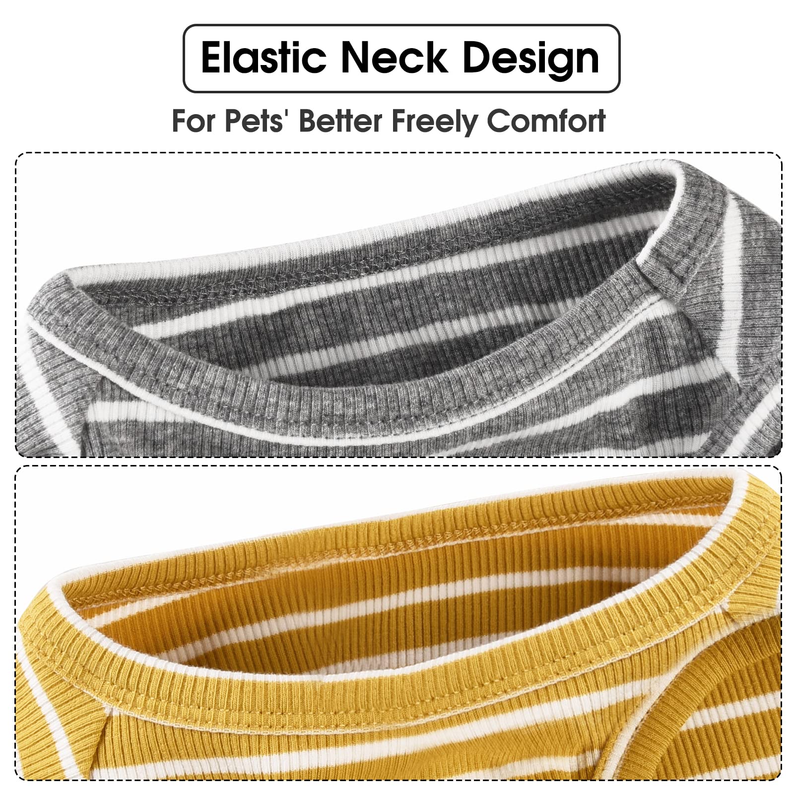 2-Pack Stretchy Combed Cotton Dog Shirt Vests - Yellow & Light Grey (XL) | Koneseve