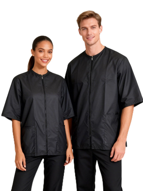 2 Pack Water Resistant Dog Grooming Smock - Unisex Anti-Static Full Zipper Barber Jacket for Men and Women