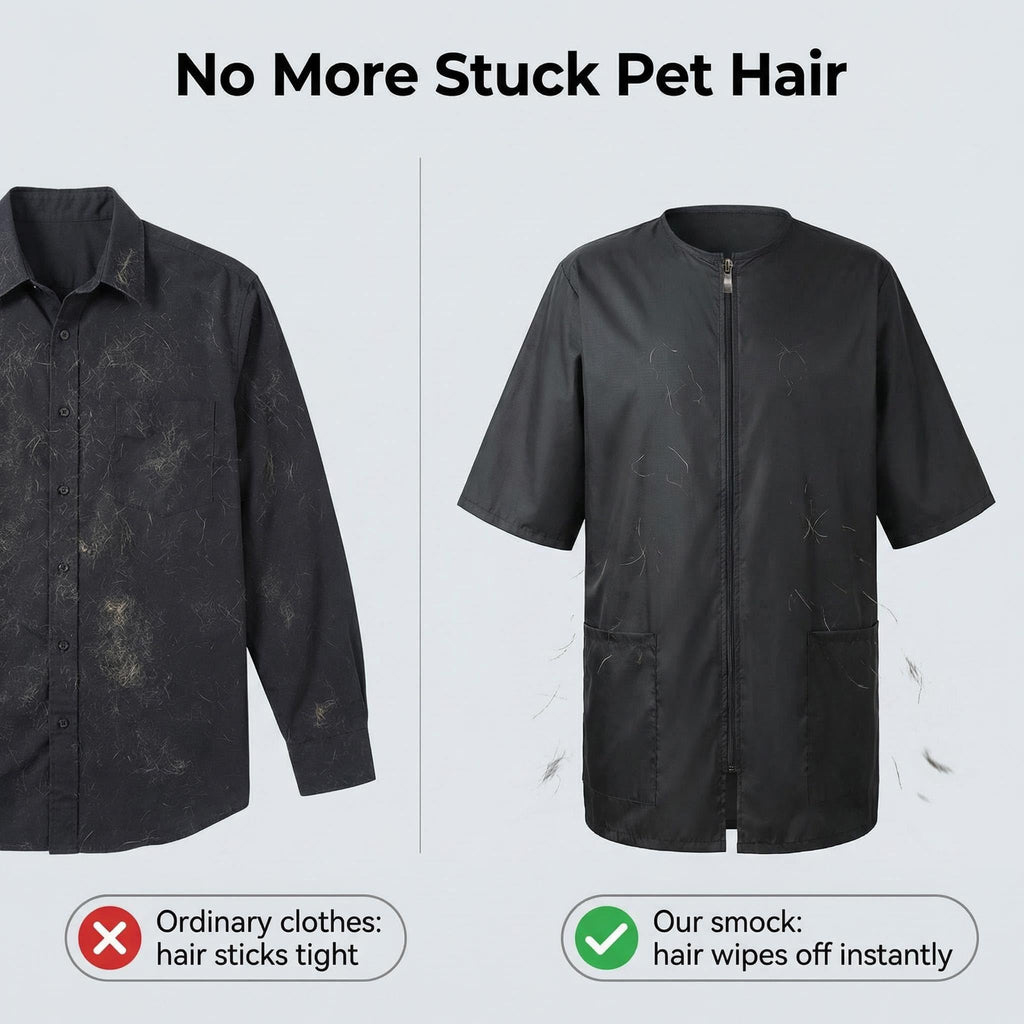 2 Pack Water Resistant Dog Grooming Smock - Unisex Anti-Static Full Zipper Barber Jacket for Men and Women