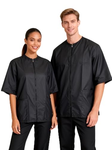2 Pack Water Resistant Dog Grooming Smock - Unisex Anti-Static Full Zipper Barber Jacket for Men and Women