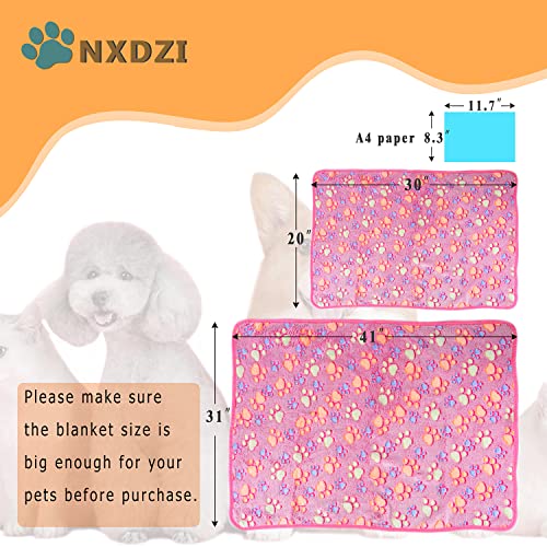 3 Pack Dog Blankets 41x31 Inches - Soft Fleece Pet Blanket for Dogs, Cats - Washable Paw Print Design