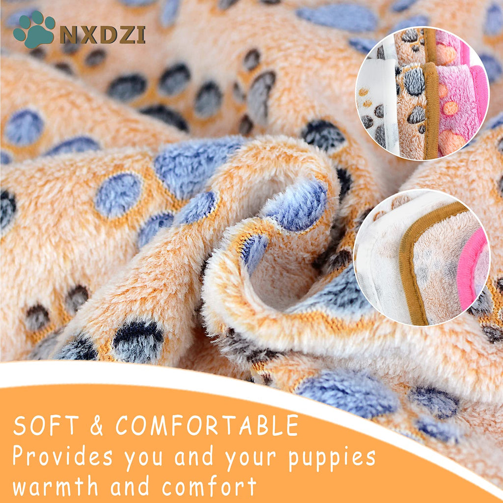 3 Pack Dog Blankets 41x31 Inches - Soft Fleece Pet Blanket for Dogs, Cats - Washable Paw Print Design