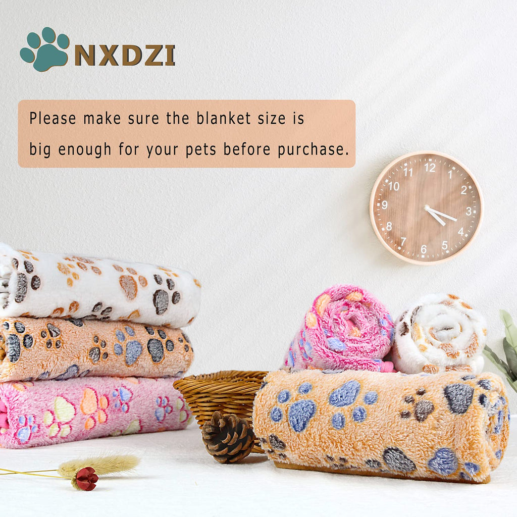 3 Pack Dog Blankets 41x31 Inches - Soft Fleece Pet Blanket for Dogs, Cats - Washable Paw Print Design