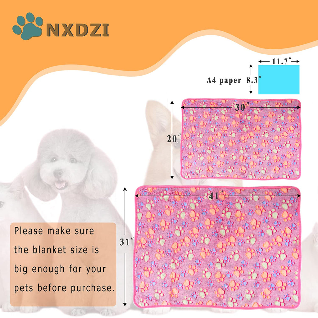 3 Pack Dog Blankets 41x31 Inches - Soft Fleece Pet Blanket for Dogs, Cats - Washable Paw Print Design