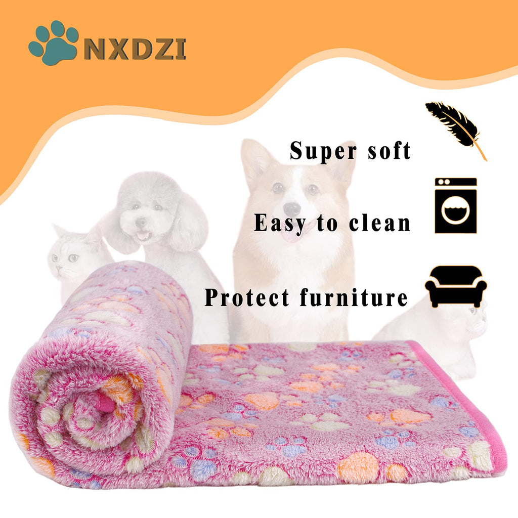 3 Pack Dog Blankets 41x31 Inches - Soft Fleece Pet Blanket for Dogs, Cats - Washable Paw Print Design