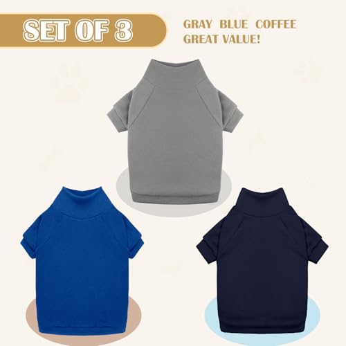 3-Pack Fleece Dog Sweaters for Large Dogs – Turtleneck, Soft & Warm – Gray/Royal Blue/Navy, XL