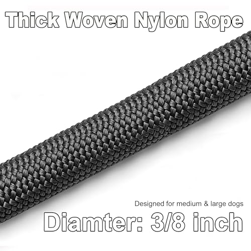 30-Foot Dog Tie Out Leash – 3/8" Nylon Rope Tether with Heavy Duty Clips – Black by SEPXUFORE