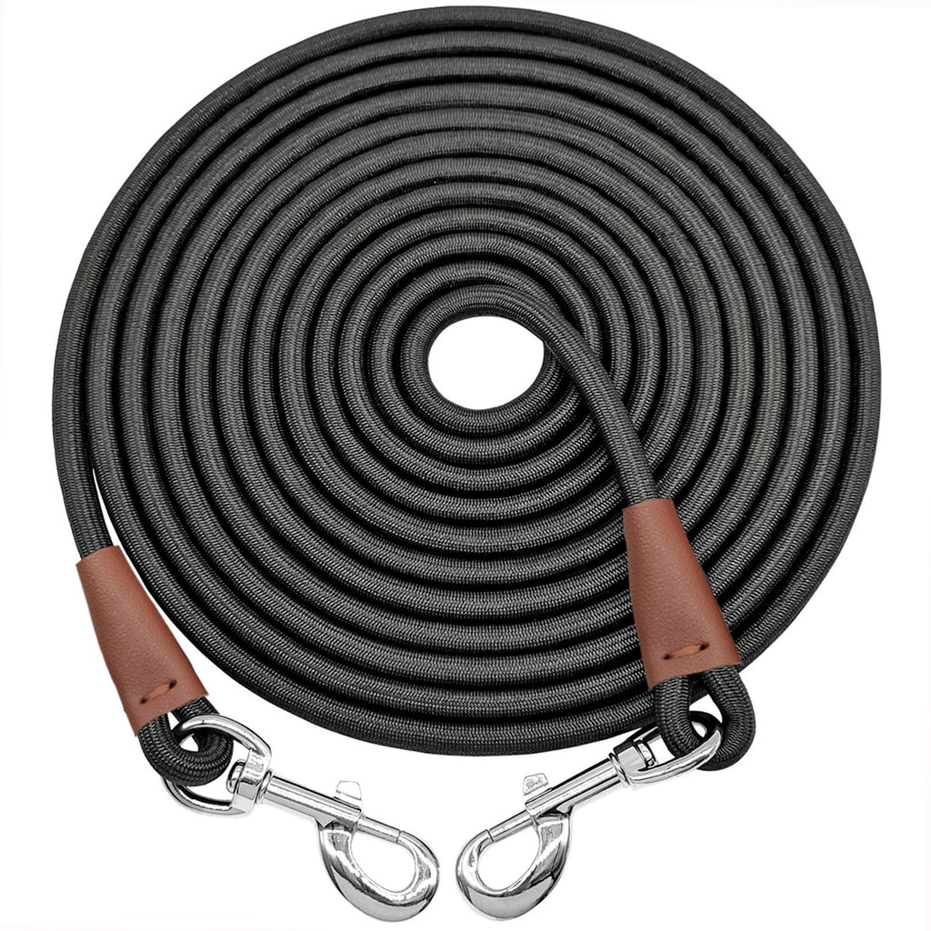 30-Foot Dog Tie Out Leash – 3/8" Nylon Rope Tether with Heavy Duty Clips – Black by SEPXUFORE