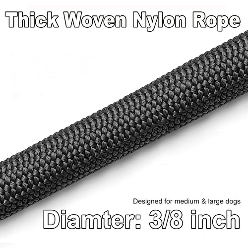 30-Foot Dog Tie Out Leash – 3/8" Nylon Rope Tether with Heavy Duty Clips – Black by SEPXUFORE