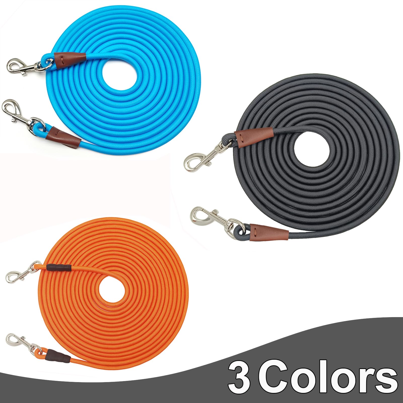 30-Foot Dog Tie Out Leash – 3/8" Nylon Rope Tether with Heavy Duty Clips – Black by SEPXUFORE