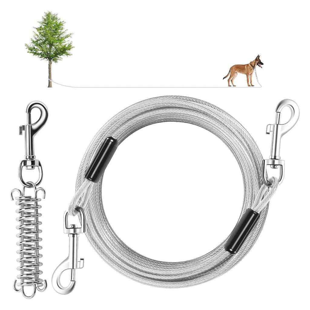 30 ft Heavy Duty Dog Tie Out Cable with Removable Shock Spring for Large Dogs up to 250 lbs