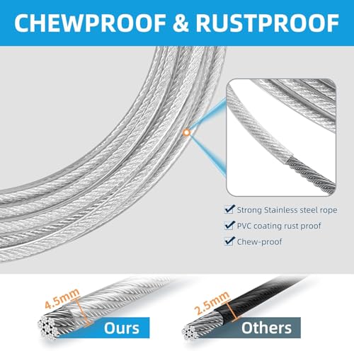 30 ft Heavy Duty Dog Tie Out Cable with Removable Shock Spring for Large Dogs up to 250 lbs