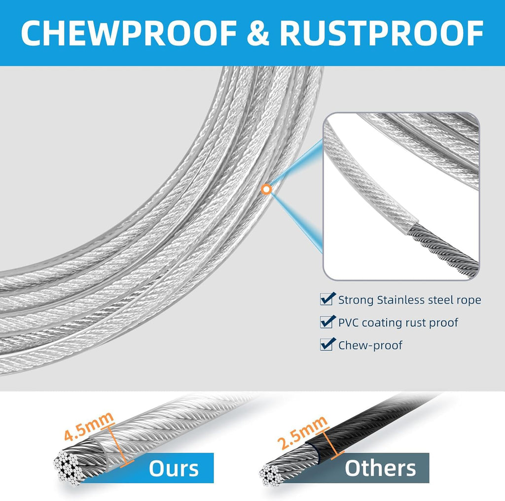 30 ft Heavy Duty Dog Tie Out Cable with Removable Shock Spring for Large Dogs up to 250 lbs