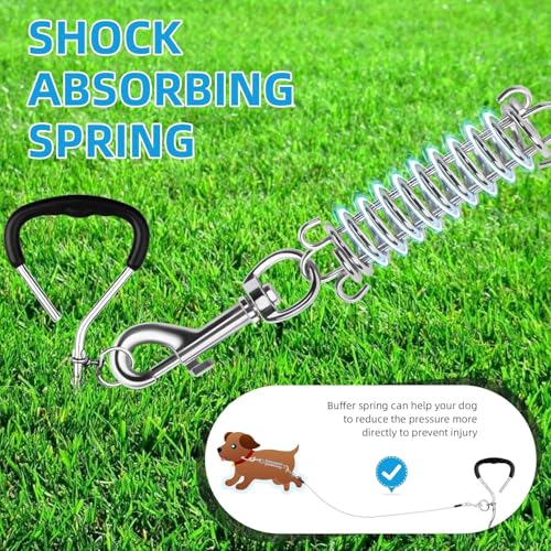30 ft Heavy Duty Dog Tie Out Cable with Removable Shock Spring for Large Dogs up to 250 lbs