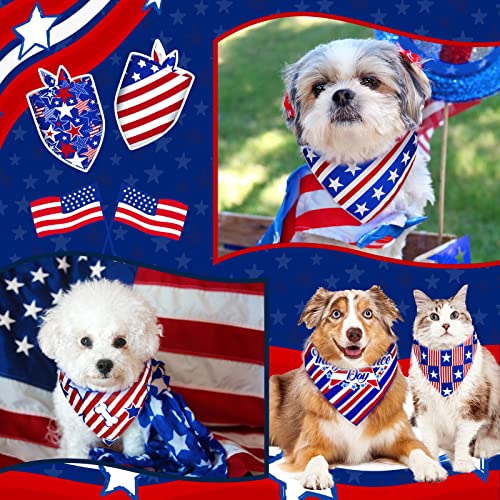 30 Patriotic Dog Bandanas Bulk – Adjustable Washable American Flag Scarf for Small to Large Dogs