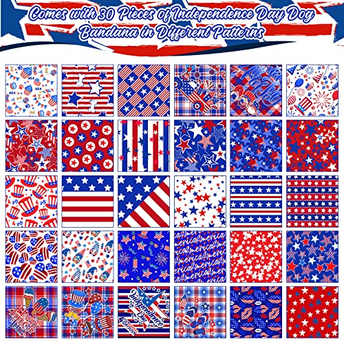 30 Patriotic Dog Bandanas Bulk – Adjustable Washable American Flag Scarf for Small to Large Dogs