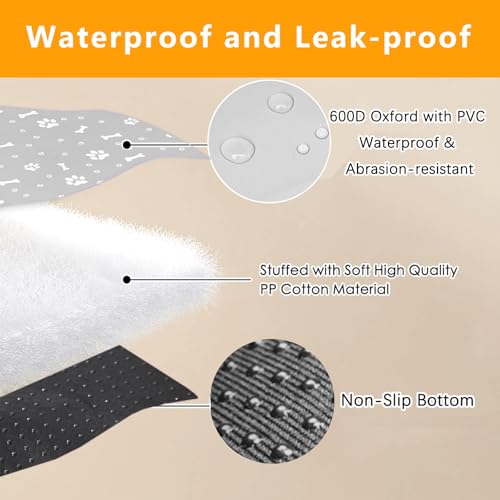 36 Inch Dog Playpen Bottom Pad - Gray Waterproof Reusable Mat for 4-Panel Exercise Pen (Playpen Not Included)