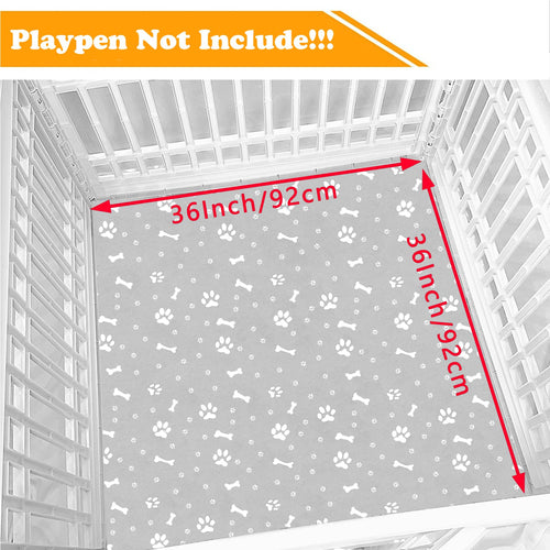 36 Inch Dog Playpen Bottom Pad - Gray Waterproof Reusable Mat for 4-Panel Exercise Pen (Playpen Not Included)