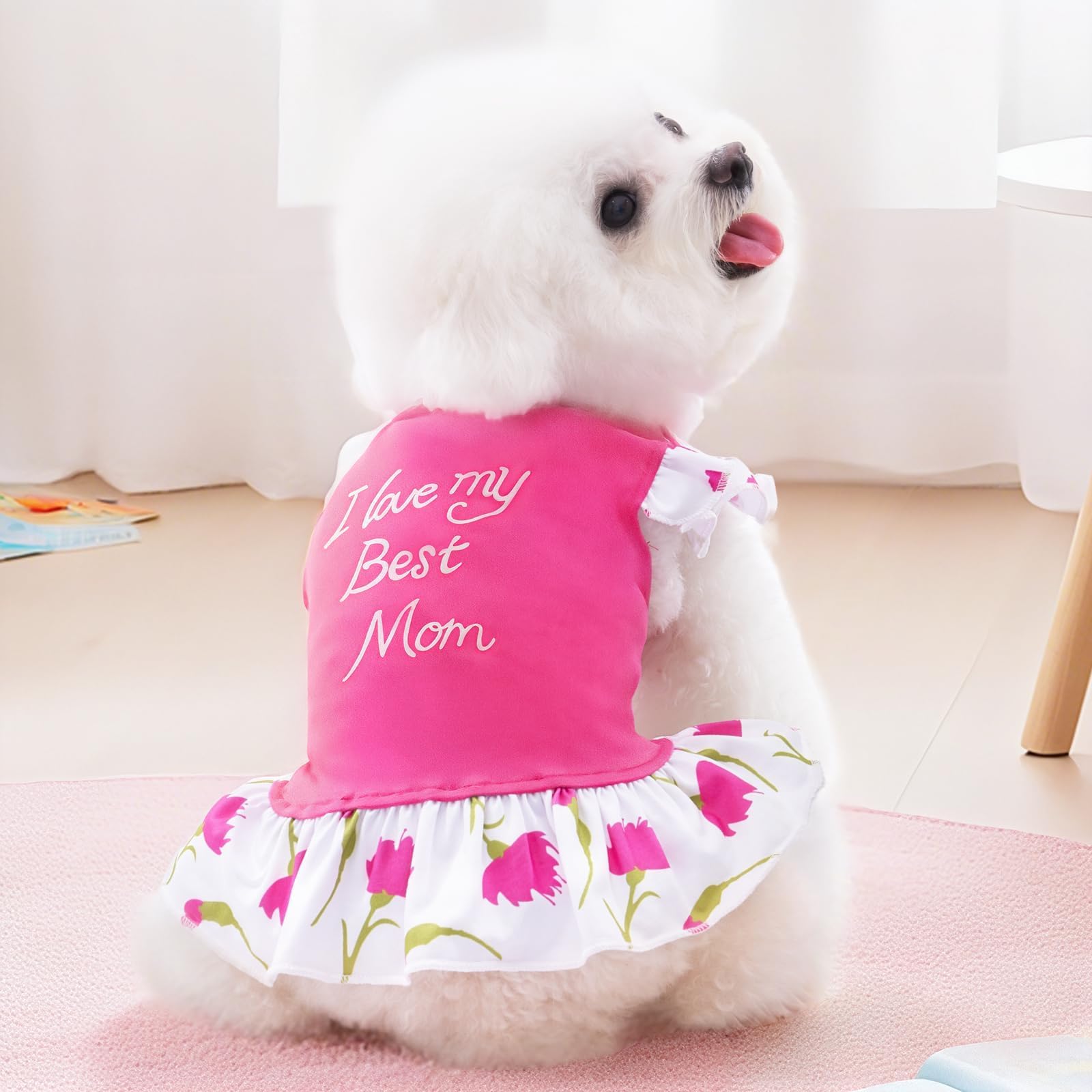4 Pack Small Dog Flower Dresses for Teacup Breeds – XPUDAC Colorful Puppy Apparel (Medium, 8-11 lbs)