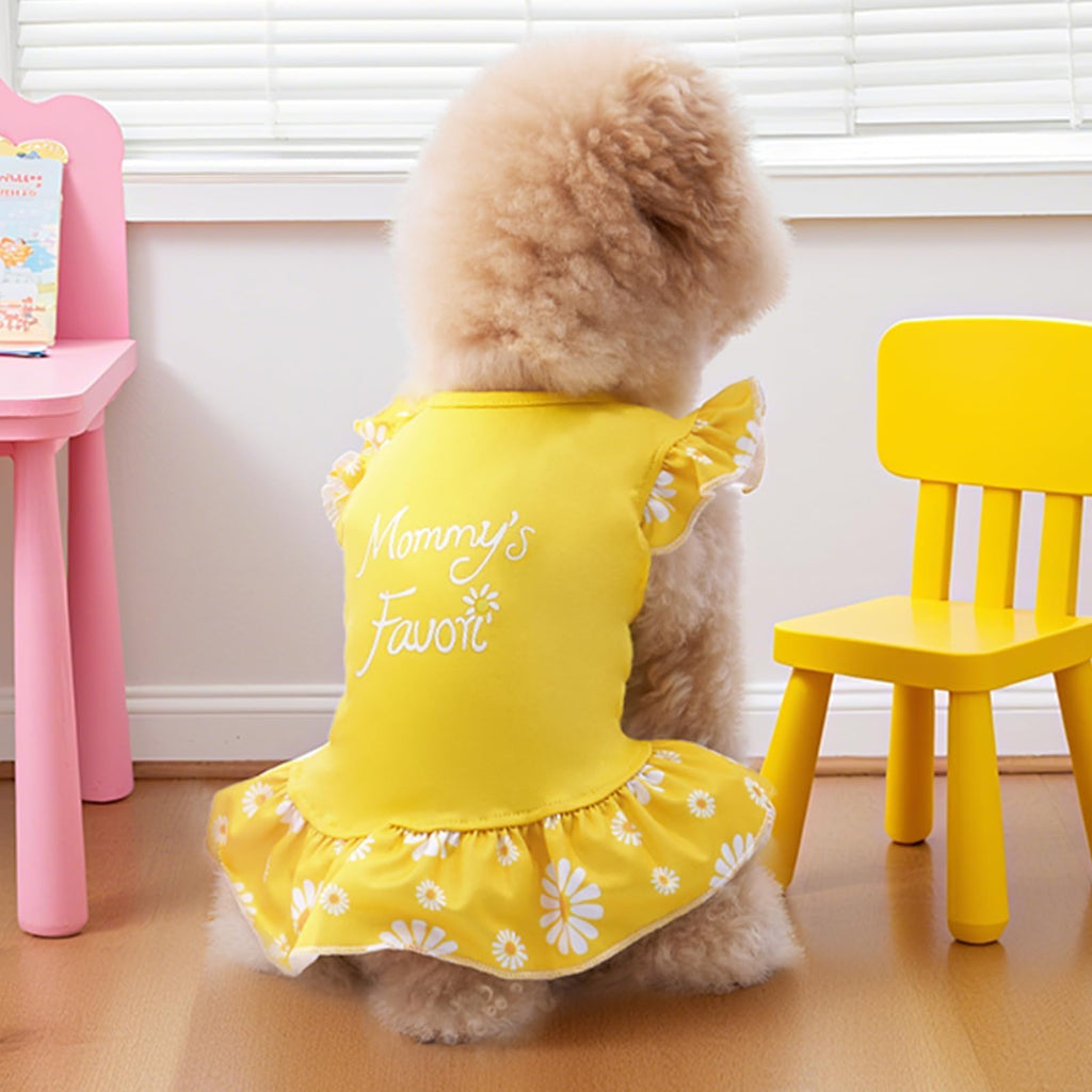4 Pack Small Dog Flower Dresses for Teacup Breeds – XPUDAC Colorful Puppy Apparel (Medium, 8-11 lbs)
