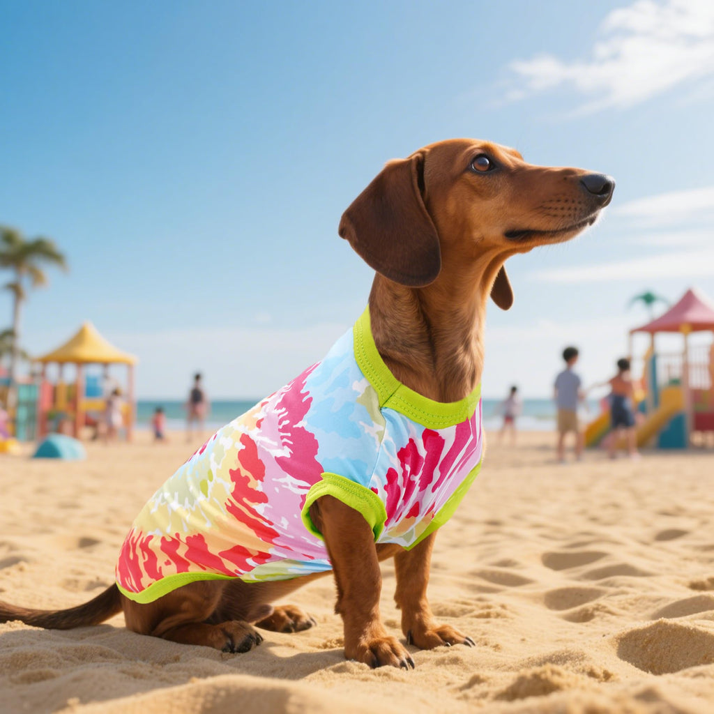 4-Pack Tie Dye Dog Shirts for XXXL Large Dogs - Sleeveless Tank Tops in Pink, Green, Blue, Red