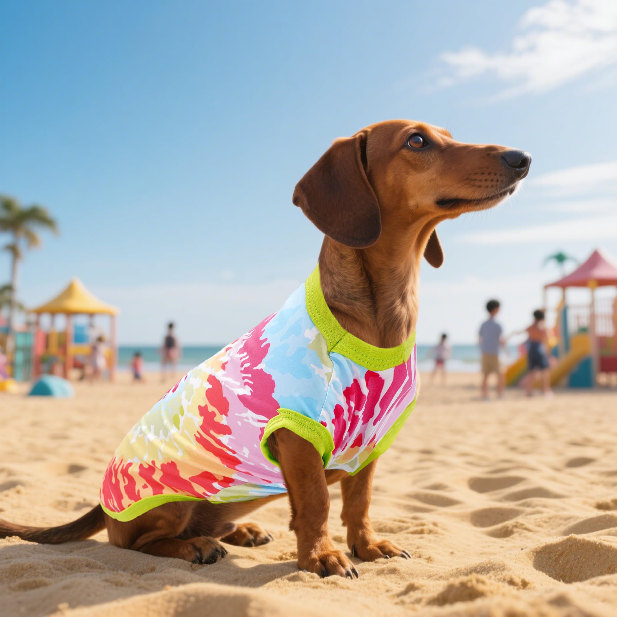 4-Pack Tie Dye Dog Shirts for XXXL Large Dogs - Sleeveless Tank Tops in Pink, Green, Blue, Red