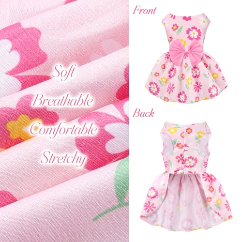 5-Pack Floral Summer Dog Dresses for Small Dogs – Cute Bowknot Design by BAOBICUTE