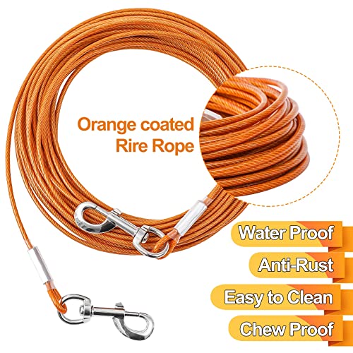 50ft Heavy Duty Tie Out Cable for Dogs Up to 125 lbs – Mi Metty Orange Chew Resistant Dog Tether