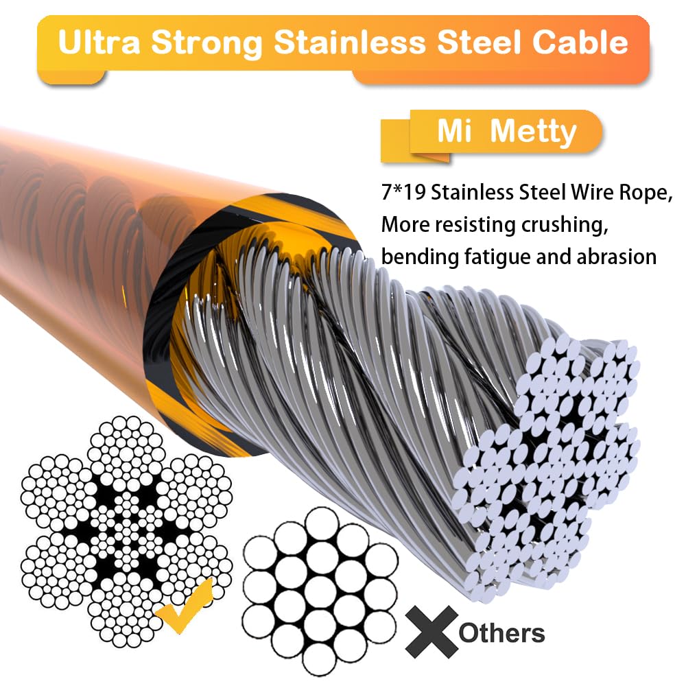50ft Heavy Duty Tie Out Cable for Dogs Up to 125 lbs – Mi Metty Orange Chew Resistant Dog Tether