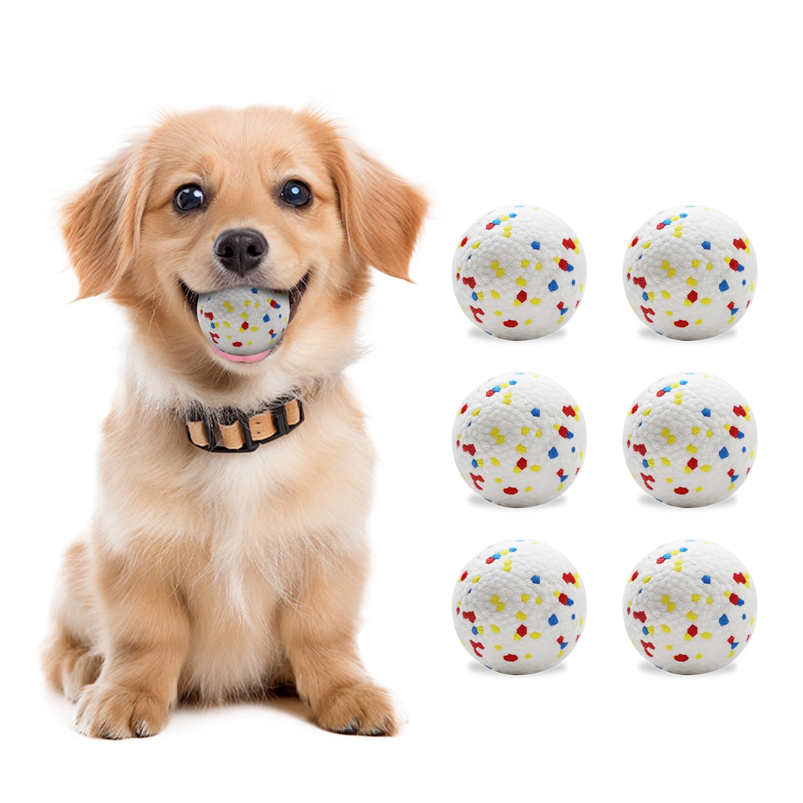 6 Pack ETPU Dog Balls 2.2 Inch – Stain-Resistant, Chew-Friendly, Compatible with Automatic Ball Launchers