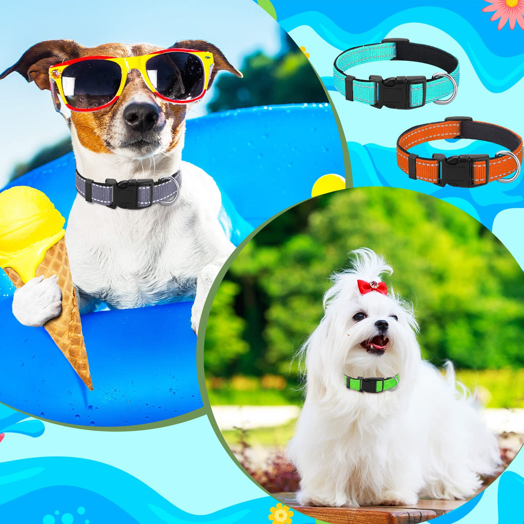 6-Pack Reflective Dog Collars – Soft Padded Nylon, Adjustable Safety Buckle, Bright Colors for Small, Medium, Large Pets