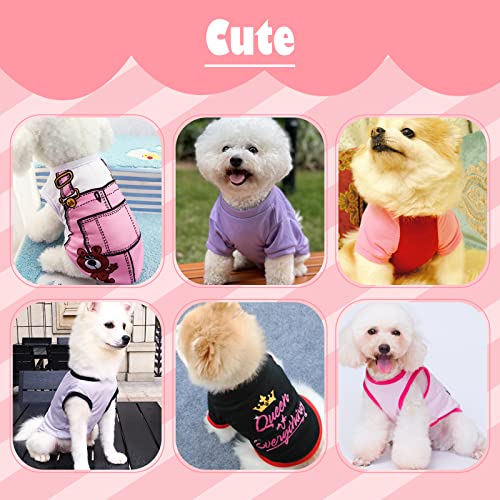 6 Pack Soft Breathable Dog T-Shirts for Small Dogs - Sleeveless Vests with Letters for Chihuahua Yorkies (Size S)