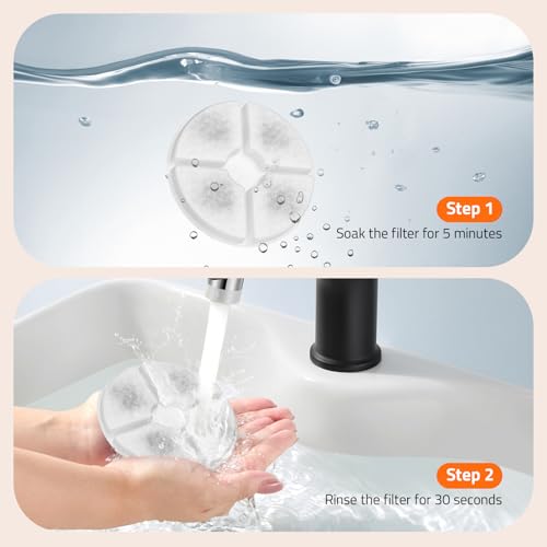 8-Pack Replacement Filters and 4 Sponges for Pawtners Dog Water Fountain (Compatible with LD.2524 & LD.2523)