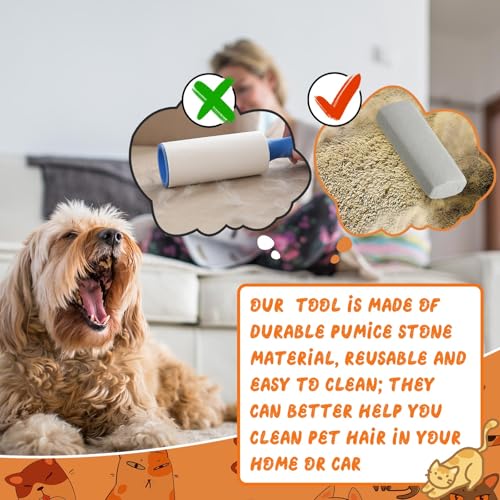 Abbylike 6-Pack Pet Hair Remover Pumice Stones - Gray, 6.1 x 2.56 x 1.4 Inch for Carpet, Couch, Car Upholstery