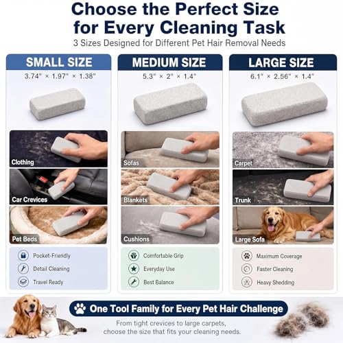 Abbylike 6-Pack Pet Hair Remover Pumice Stones - Gray, 6.1 x 2.56 x 1.4 Inch for Carpet, Couch, Car Upholstery
