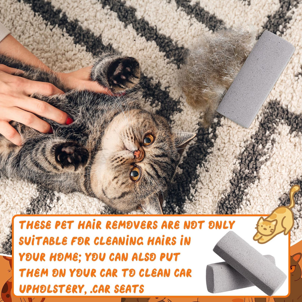 Abbylike 6-Pack Pet Hair Remover Pumice Stones - Gray, 6.1 x 2.56 x 1.4 Inch for Carpet, Couch, Car Upholstery