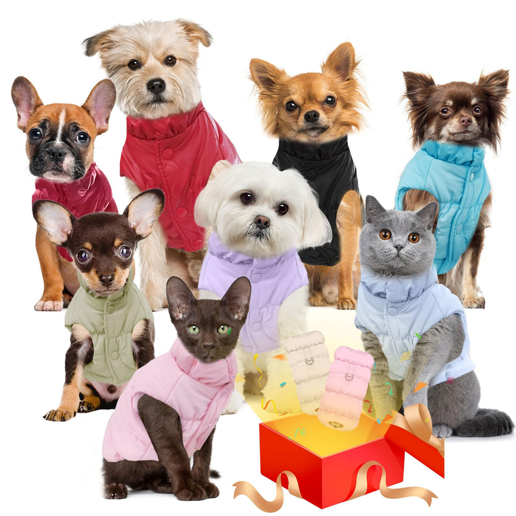 ABRRLO Winter Dog Jacket for Small & Medium Dogs and Cats - Pink, Size M - Waterproof, Windproof, with Harness Ring