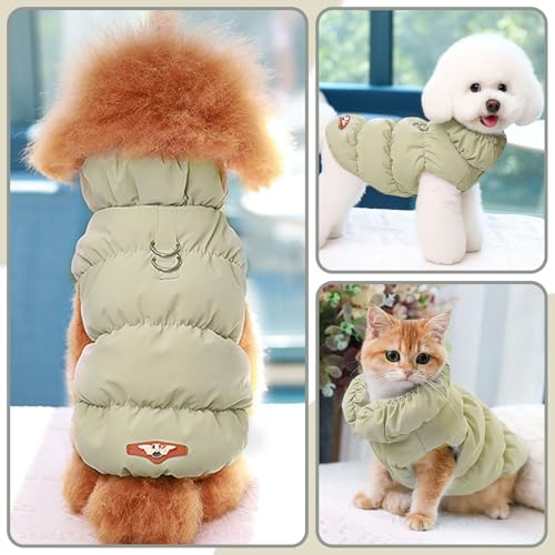 ABRRLO X-Small Khaki Dog Jacket – Waterproof Windproof Winter Coat with Harness Ring for Small Dogs and Cats