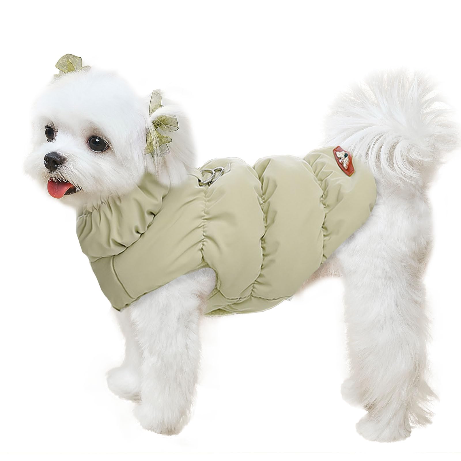 ABRRLO X-Small Khaki Dog Jacket – Waterproof Windproof Winter Coat with Harness Ring for Small Dogs and Cats
