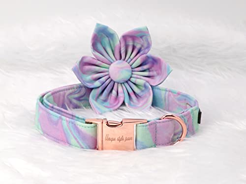 Adjustable Dog Collar with Detachable Flower – Cotton & Silk for Small, Medium, Large Dogs