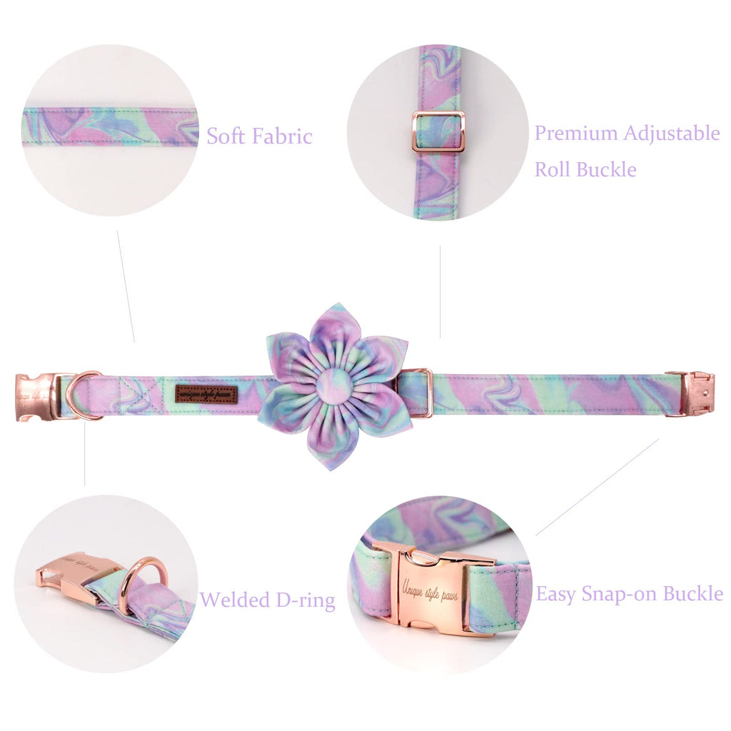 Adjustable Dog Collar with Detachable Flower – Cotton & Silk for Small, Medium, Large Dogs