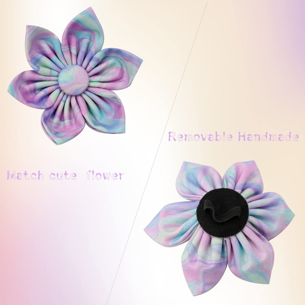 Adjustable Dog Collar with Detachable Flower – Cotton & Silk for Small, Medium, Large Dogs