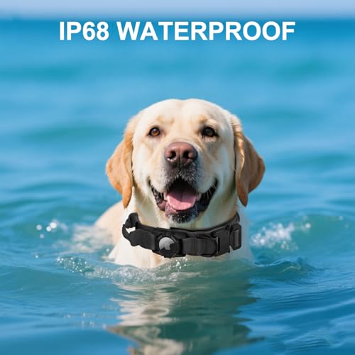 AGPETS Tactical AirTag Dog Collar - Heavy Duty Nylon with Control Handle for Large Dogs (Black, XL)