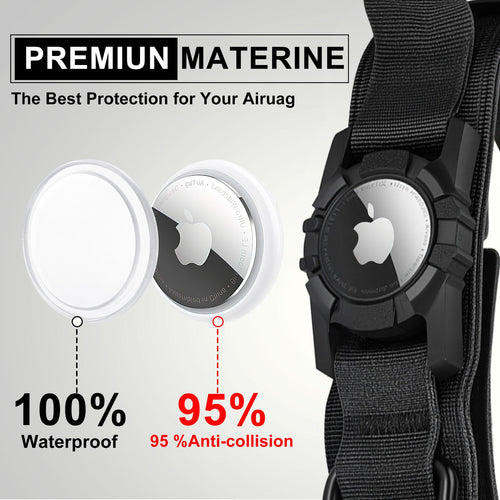 AGPETS Tactical AirTag Dog Collar - Heavy Duty Nylon with Control Handle for Large Dogs (Black, XL)